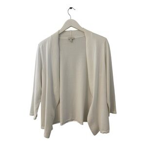Talbots White Cotton Open-Front Cardigan Sweater 3/4
Sleeve - Size Large